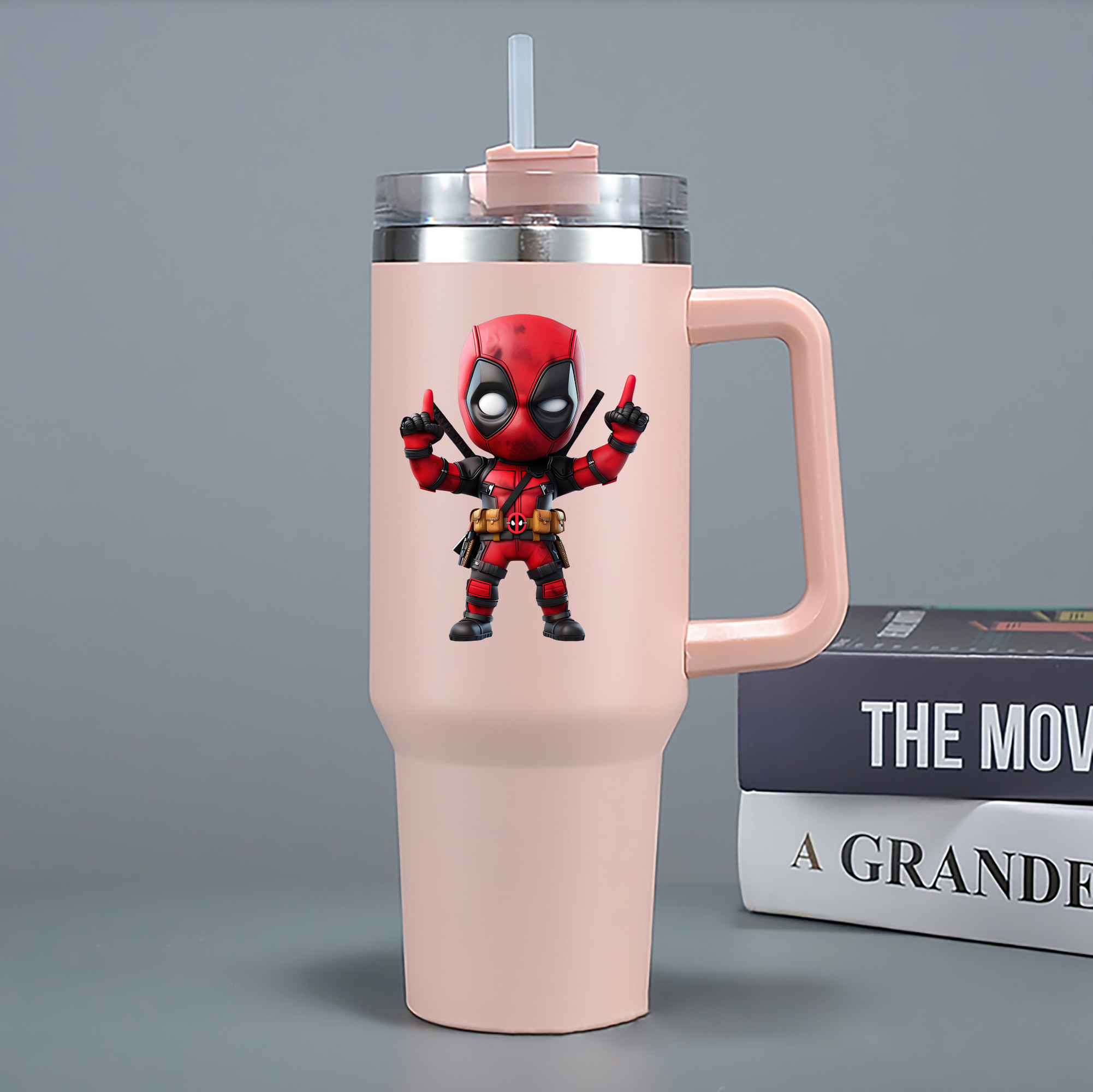 （画像用） Deadpool デッドプール 1200mL車用タンブラー - クリスタルステッカー（プラスチックストロー付き）